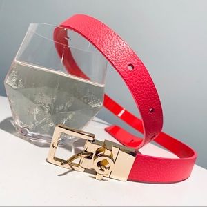 KATE SPADE Hot Pink Patent Leather Spades Belt